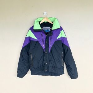 Vintage neon ski coat jacket